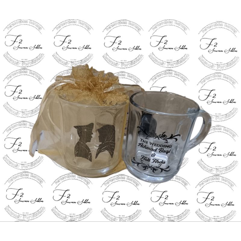 FFREE DESAIN BEBAS Souvenir Gelas Gagang motif dalam+sarung tile