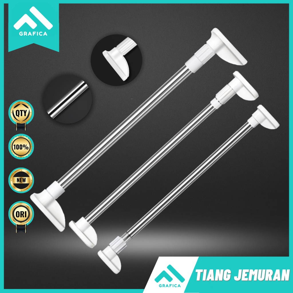 TIANG RAK JEMURAN GANTUNGAN PAKAIAN BAJU DINDING TANPA BOR PAKU SERBAGUNA LIPAT KUAT GAWANG TEMPAT J