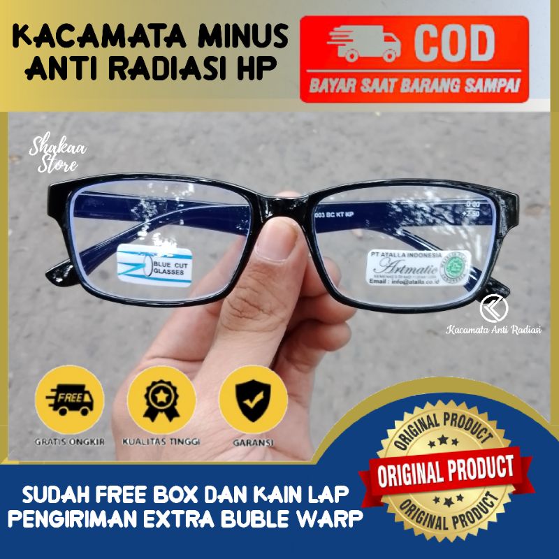 Kacamata Minus Rabun Jauh Pria Wanita Anti Radiasi Komputer Frame Kotak Untuk Wajah Bulat