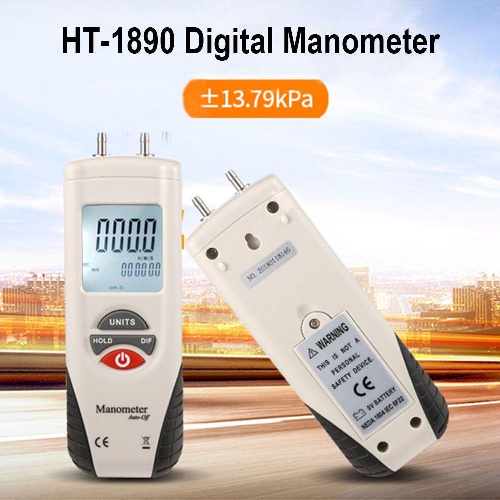 Solighter Manometer Digital Profesional LCD Display Backlight Pengukur Diferensial Tekanan Udara