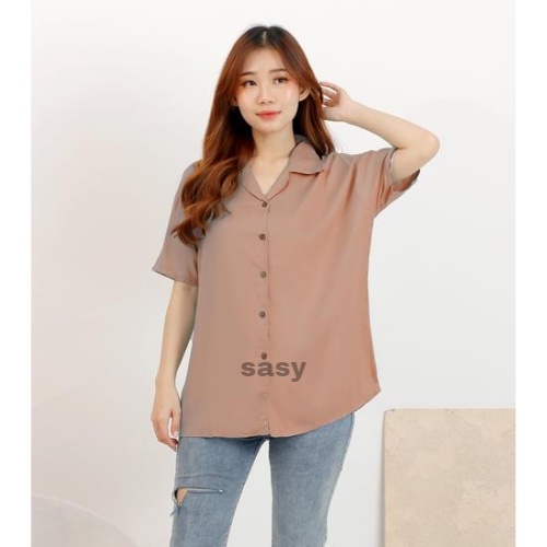 COD KEMEJA WANITA / KEMEJA WANITA LENGAN PENDEK / KEMEJA RAYON WANITA / KEMEJA BASIC WANITA / BLOUSE WANITA UKURAN JUMBO M SAMPAI XL / KEMEJA WANITA LENGAN PENDEK / KEMEJA POLOS WANITA / BLOUSE POLOS RAYON / BAJU KANTOR WANITA  ATASAN WANITA LENGAN PENDEK