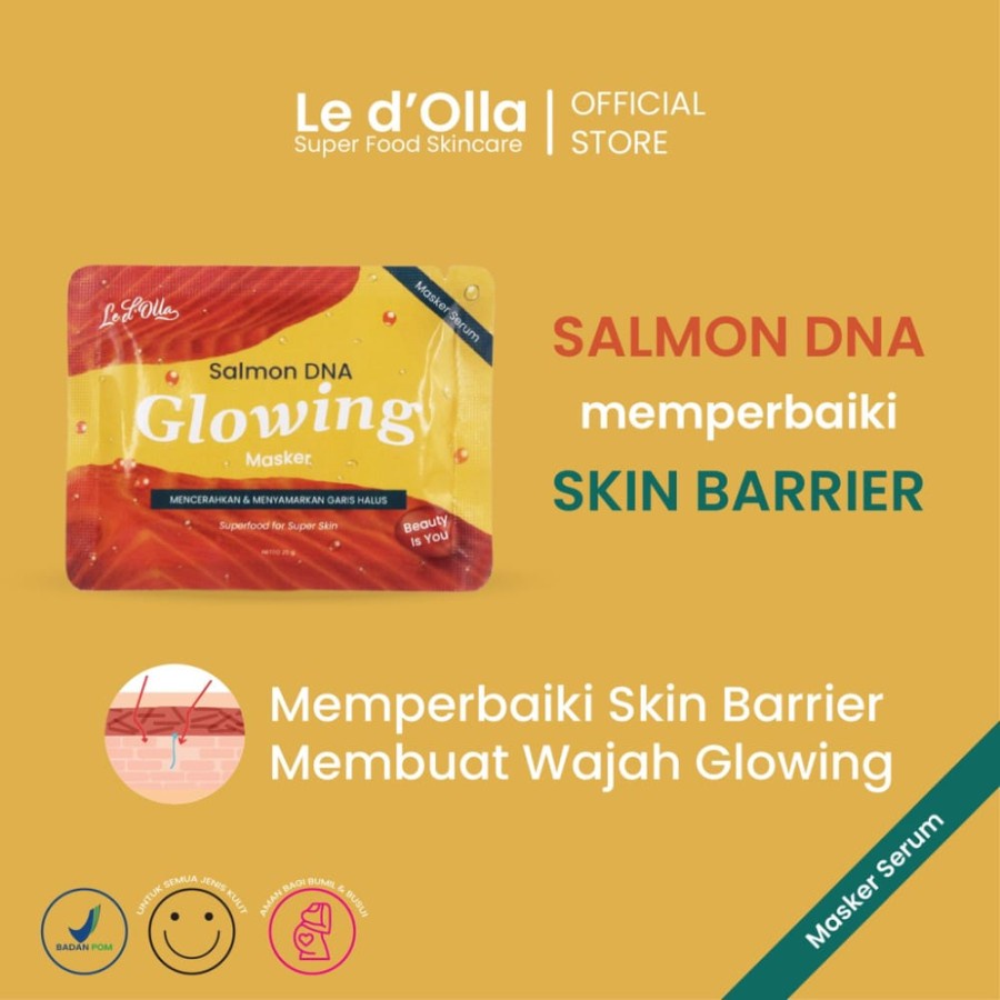 READY! FREE SPATUL LE D’OLLA SALMON DNA GLOWING SERUM MASK POWDER MASK BPOM 25GR MASKER LEDOLLA SALMON POWDER MASK MASKER