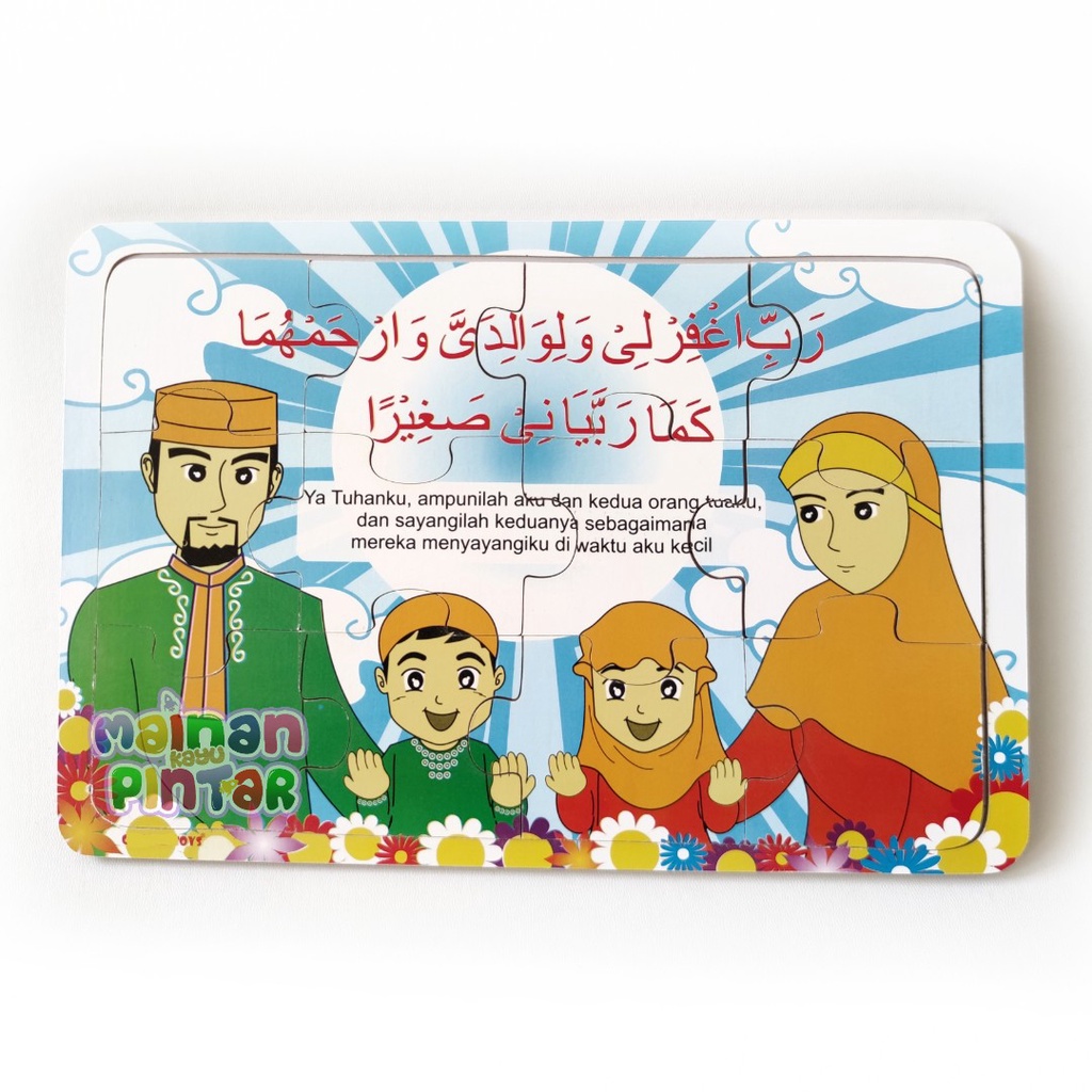 Puzzle Kayu Bongkar Pasang Gambar Doa Kedua Orang Tua Sertifikat SNI