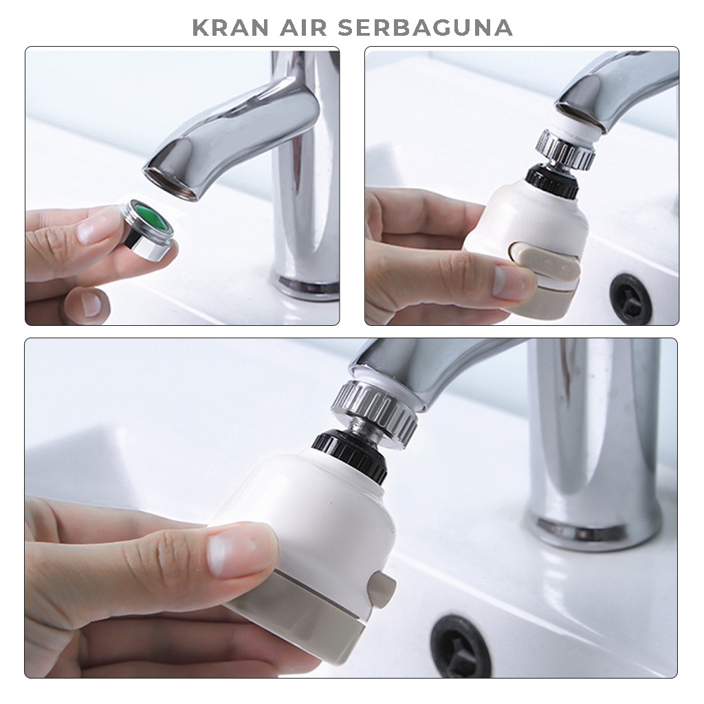 Sambungan Kran Air Keran Shower Switch Tombol ON OFF Faucet Putar 360 Derajat Alat Penyambung Ujung Kepala Kran Tempat Cuci Piring Tangan di Wastafel Dapur | GROSIRXPRESS