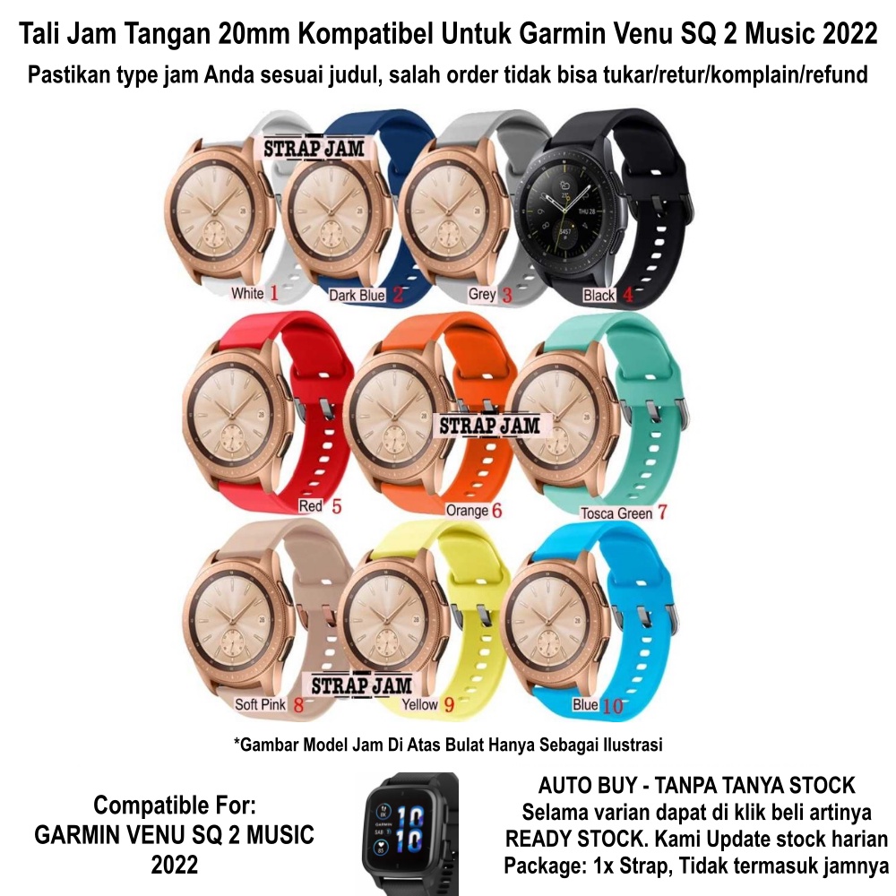 ATS ATL 20mm Strap Garmin Venu SQ 2 Music 2022 - Tali Jam Tangan Silikon Rubber Aneka Warna