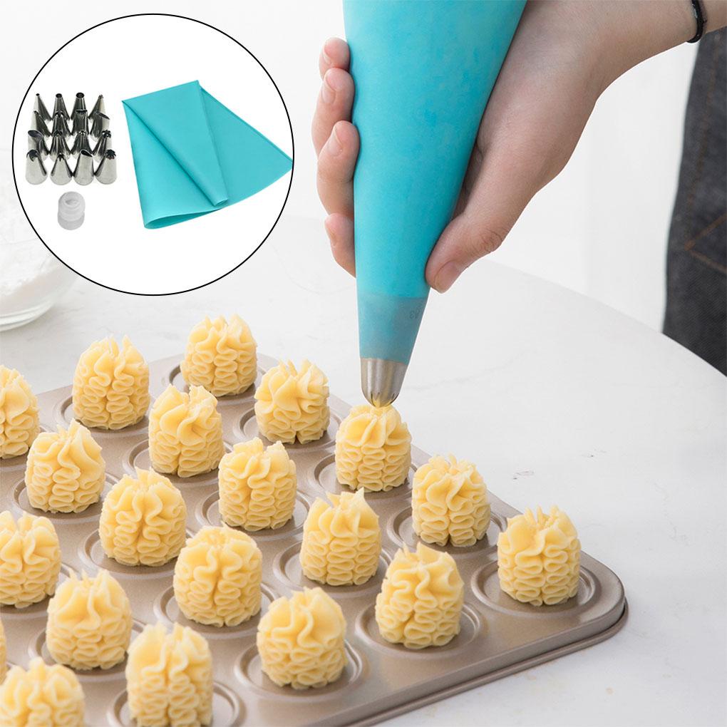 18pcs Nozzle Kue Stainless Bunga Cream Pastry Tips Nozel Bag Cupcake Alat Dekorasi Kue