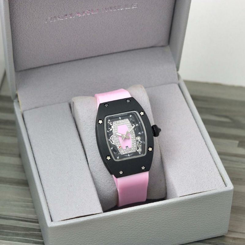 Jam Tangan Wanita RM Richard Mile Ladies Body Hitam Tali Pink - Jam Tangan Wanita Super Mewah
