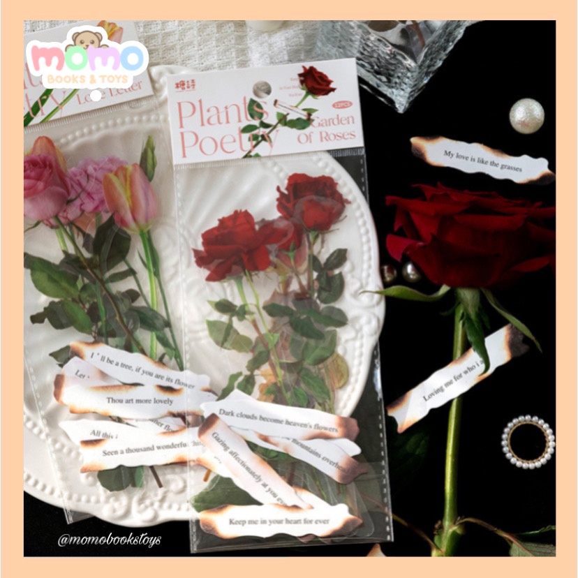 

[MOMO] Plants Poetry Stiker Motif Bunga Mawar Tulip | Deco Sticker Aesthetic Tempel Buku Scrapbook Diary | Sticker Tumblr Hp Laptop Anti Air Lucu Cute DIY Import Murah