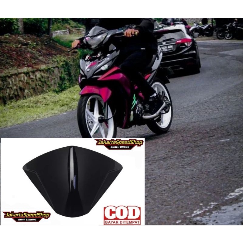 Visor jupiter mx new bahan tebal anti pecah hitam kilap plus lem 3m double tape universal