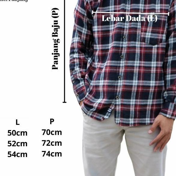 kemeja flanel pria lengan panjang Kemeja flanel pria 023 - h43, M