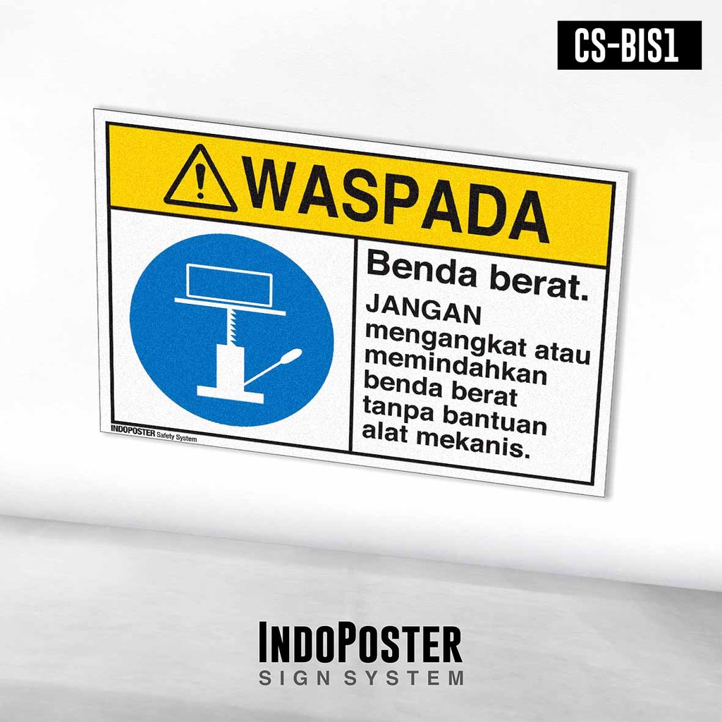 

Stiker Safety Sign Rambu K3 ANSI Benda Berat Manual Handling Gunakan Alat Mekanis