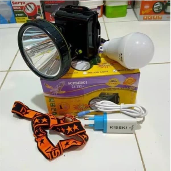 Senter Kepala Kiseki Ck 393 30 Watt Putih Headlamp Bonus Lampu