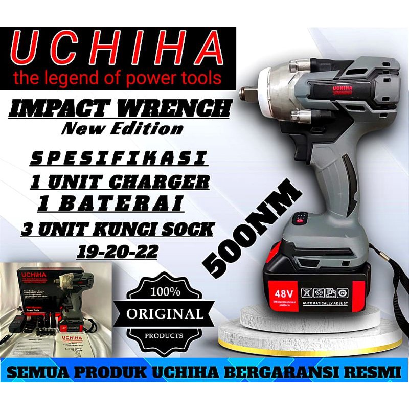 Impact Wrench Mesin Bor Pembuka Baut  Roda Mobil Motor 48v 1batrai UCHIHA Baterai Cordless brushless