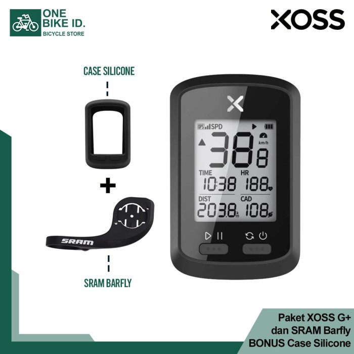 Paket XOSS G Plus Speedometer dan SRAM Barfly BONUS Case Silicone