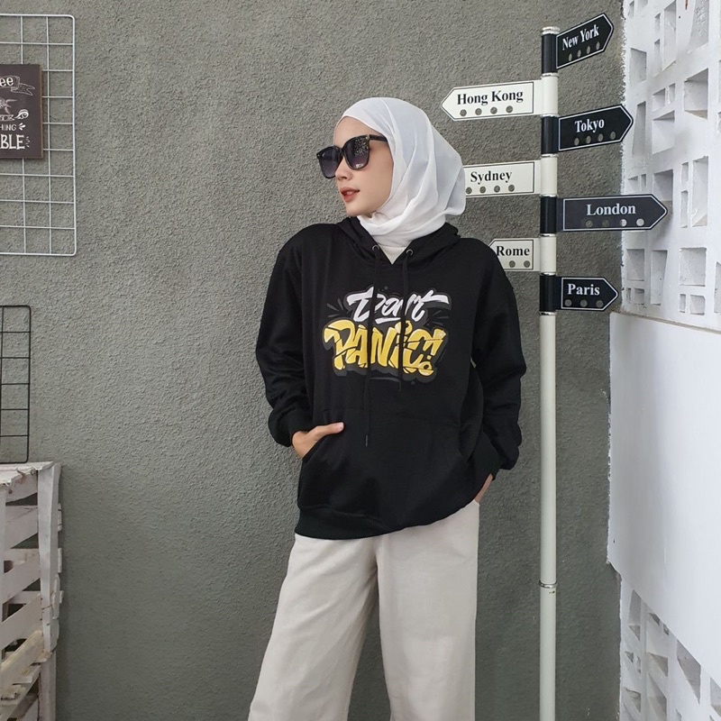 Sweater hoodie DONT PANIC HOODIE sweater distro pria korea style