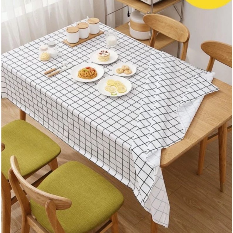taplak meja anti air motif kotak kotak 137 x 90 cm