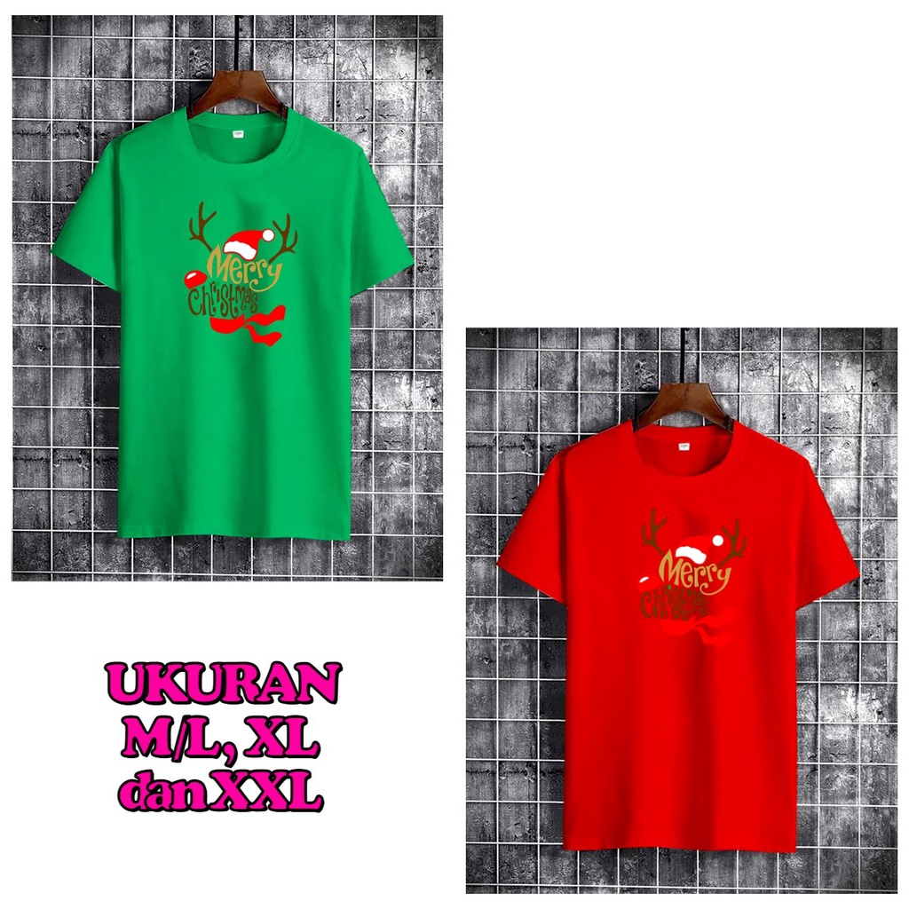 MUKZHOP - BAJU OBLONG COWOK CHRISTMAS DEER / lengan pendek / kaos pria kece / oblong keren / kaos santai / termurah / natal / tahun baru