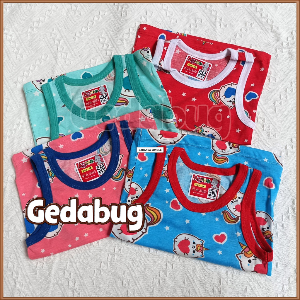 3 Pcs - Singlet Agree Kids SM - 004 Cats Star | Singlet anak motif Lucu dan Berkualitas | Gedabug