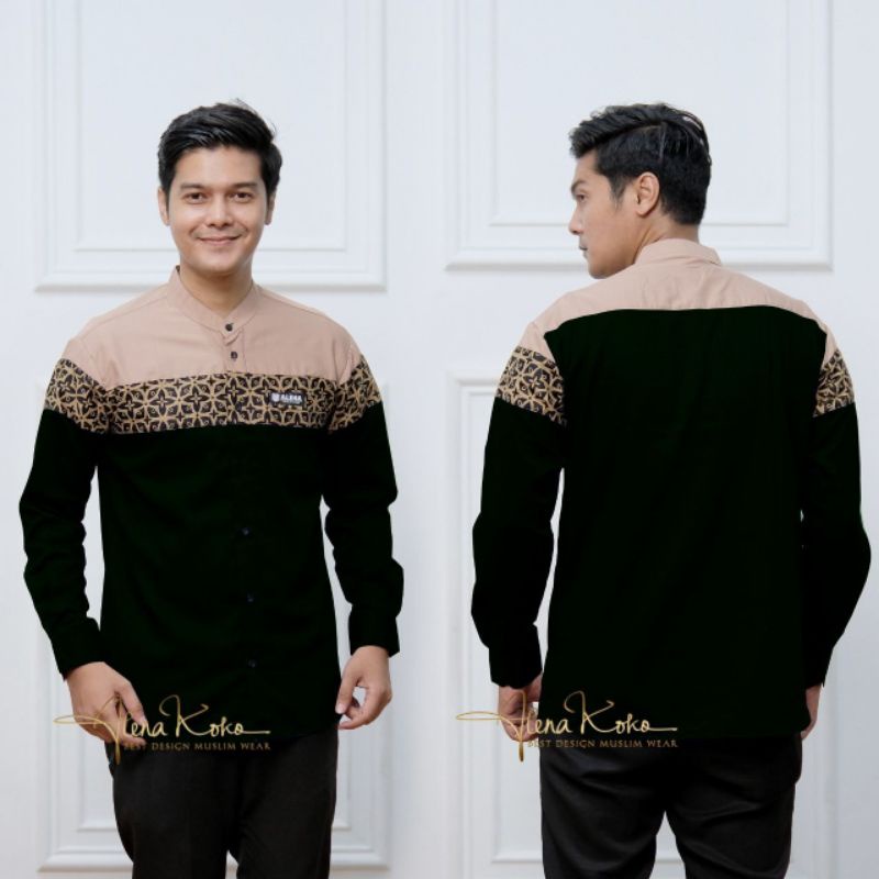 BAJU KEMEJA KOKO PRIA LENGAN PANJANG M L XL TERBARU KOMBINASI BATIK