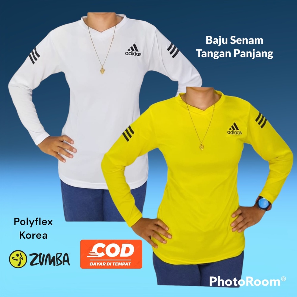 Baju senam wanita lengan panjang kaos atasan olahraga fittness gym voli aerobic