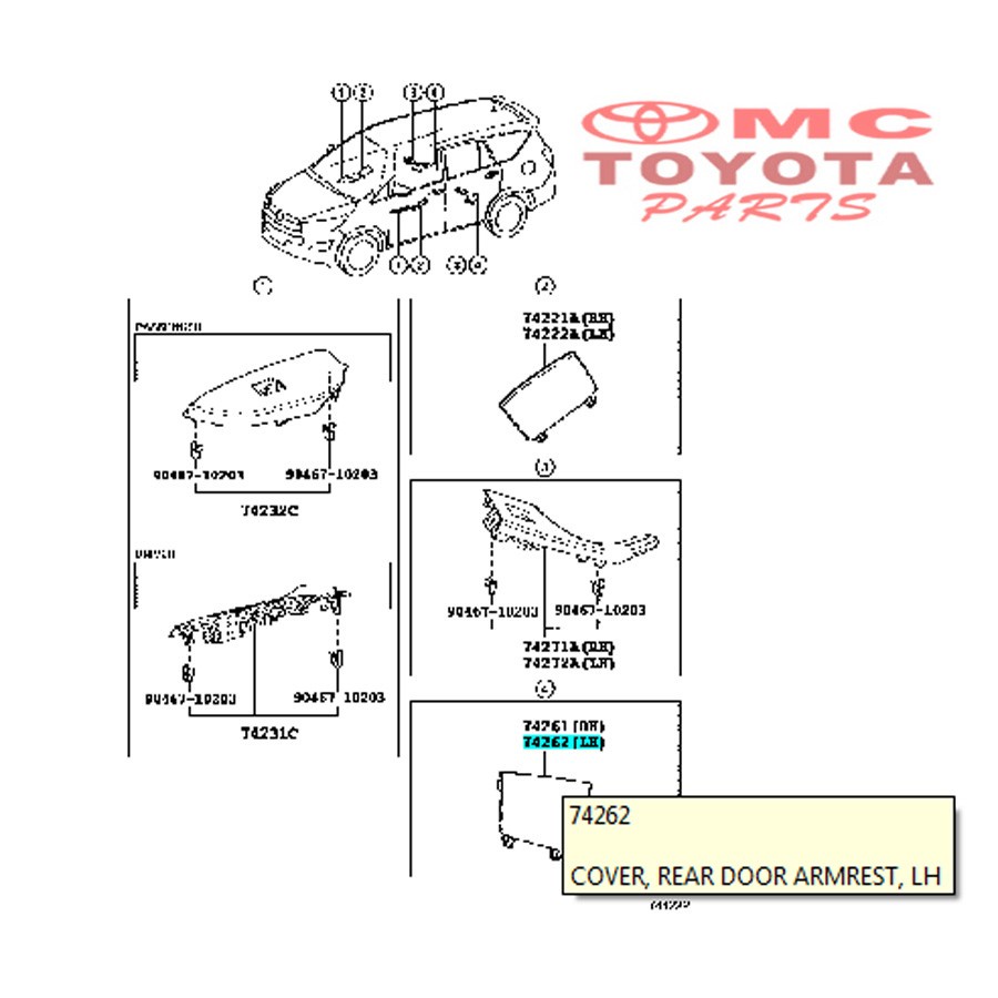 Cover Tutup Arm Rest Armrest Tengah Kiri Innova Reborn 74048-0K010-C0