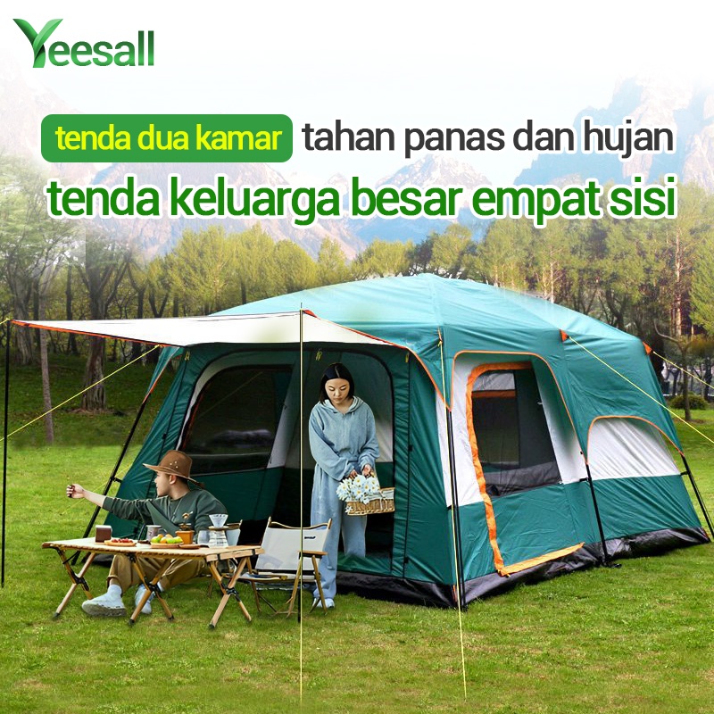 New Tenda Camping Kapasitas Luas 5-8 Orang Lipat Portable Waterproof Anti Air Outdoor Tenda Gunung