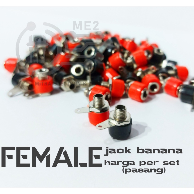 JACK BANANA MALE 4MM JANTAN PLUG MERAH HITAM KONEKTOR SEPASANG (1 SET)