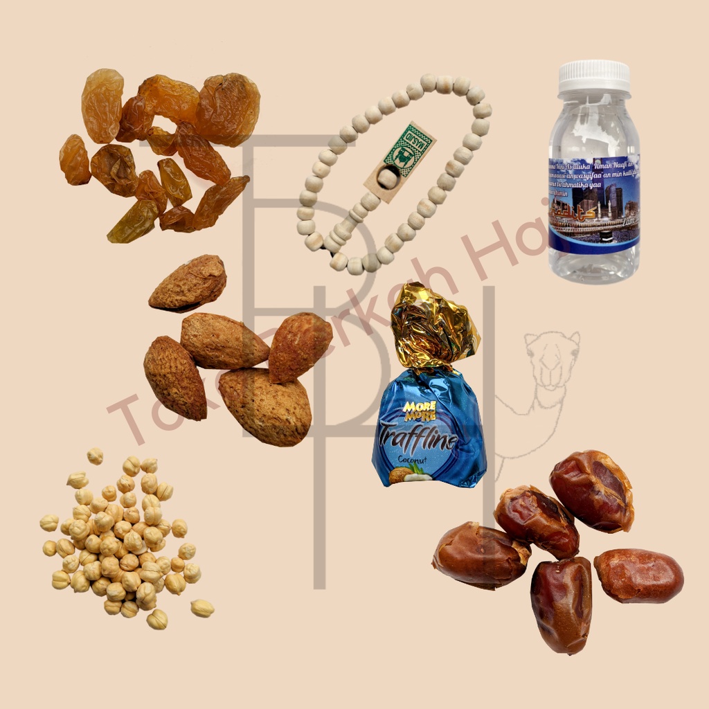 Paket Oleh oleh Haji dan Umroh + Kacang Almond + Coklat Arab + Tasbih