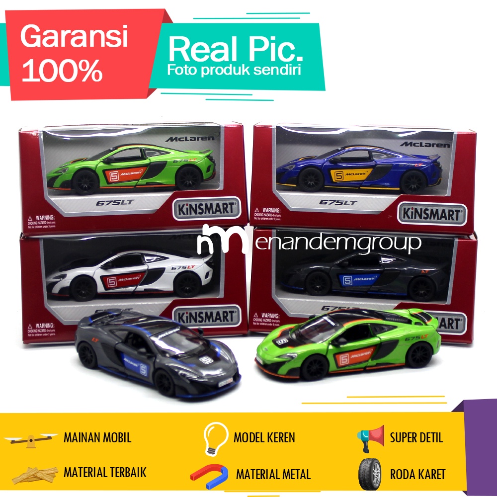 Kinsmart Diecast Mainan Mobil Miniatur Mclaren 675LT Metal