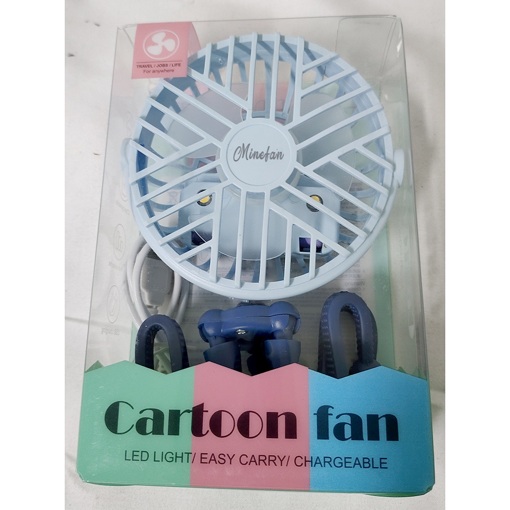 Minefan Kipas Angin Meja Mini Portable Hanging Electric Fan 600mAh Model Bulat - SKY01 - Blue