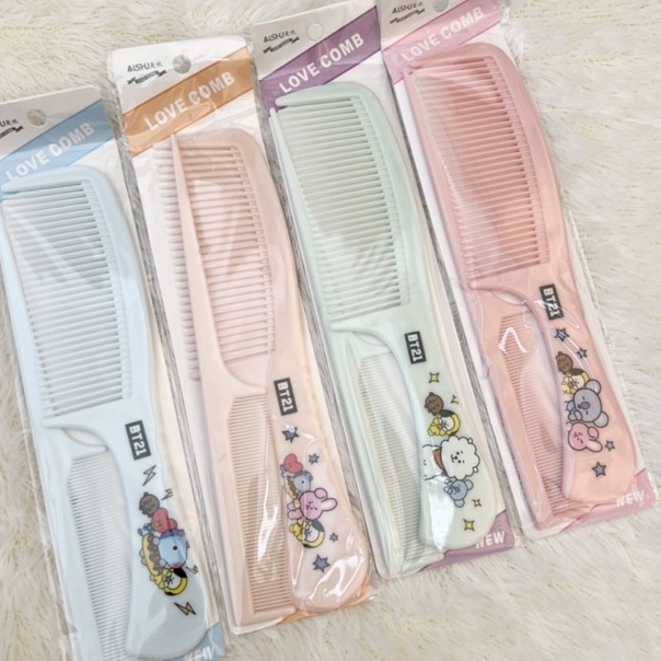 SISIR FANCY SET 2IN1 BTS BT21 SET ISI 2 DAPAT SISIR BIASA DAN SISIR SASAK RANDOM WARNA DAN KARAKTER