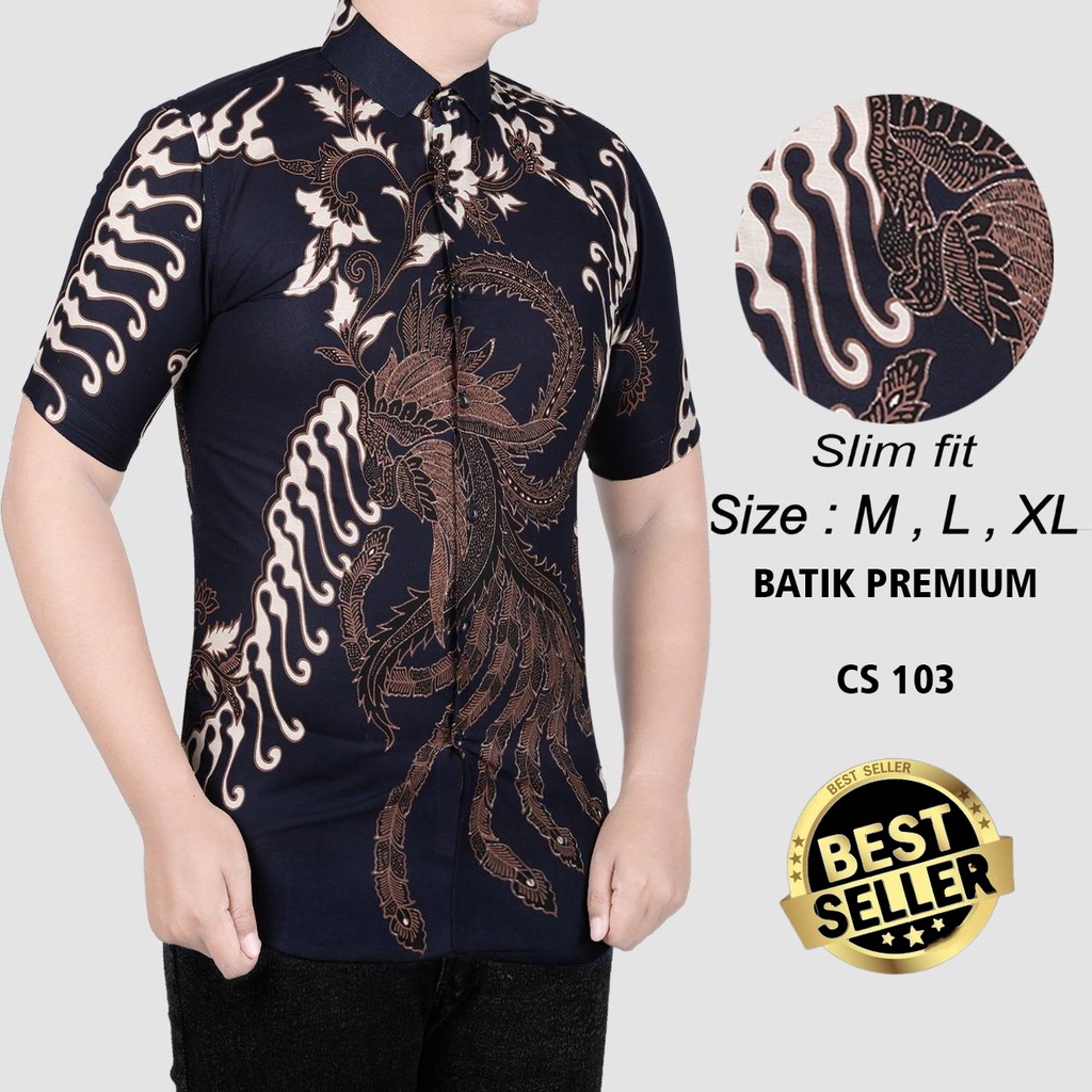 KEMEJA BATIK PRIA SLIM FIT MODERN MEWAH LENGAN PENDEK SLIMFIT CS103