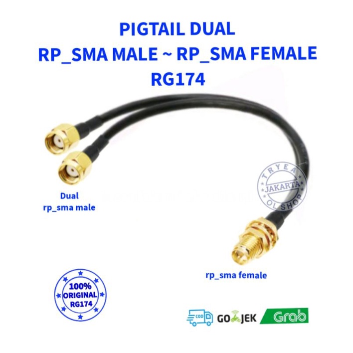 PIGTAIL DUAL RP_SMA MALE TO RP_SMA FEMALE RG174
