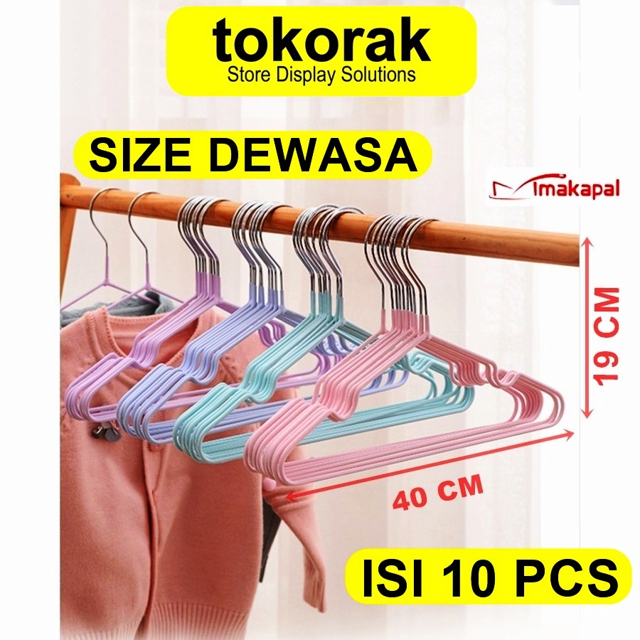 GANTUNGAN BAJU HANGER DEWASA KAWAT STAINLESS LAPIS KARET MAKAPAL