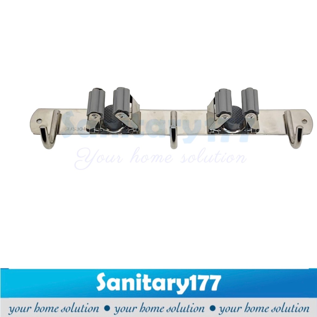 Gantungan sapu pel stainless 304  2slot 1selot kapstok 3 kait 2kait hook-Holder h 2klip Serbaguna pengait  hanger 2 lubang 3kait stenles sus304 tebal  multifungsi gantung alat pel