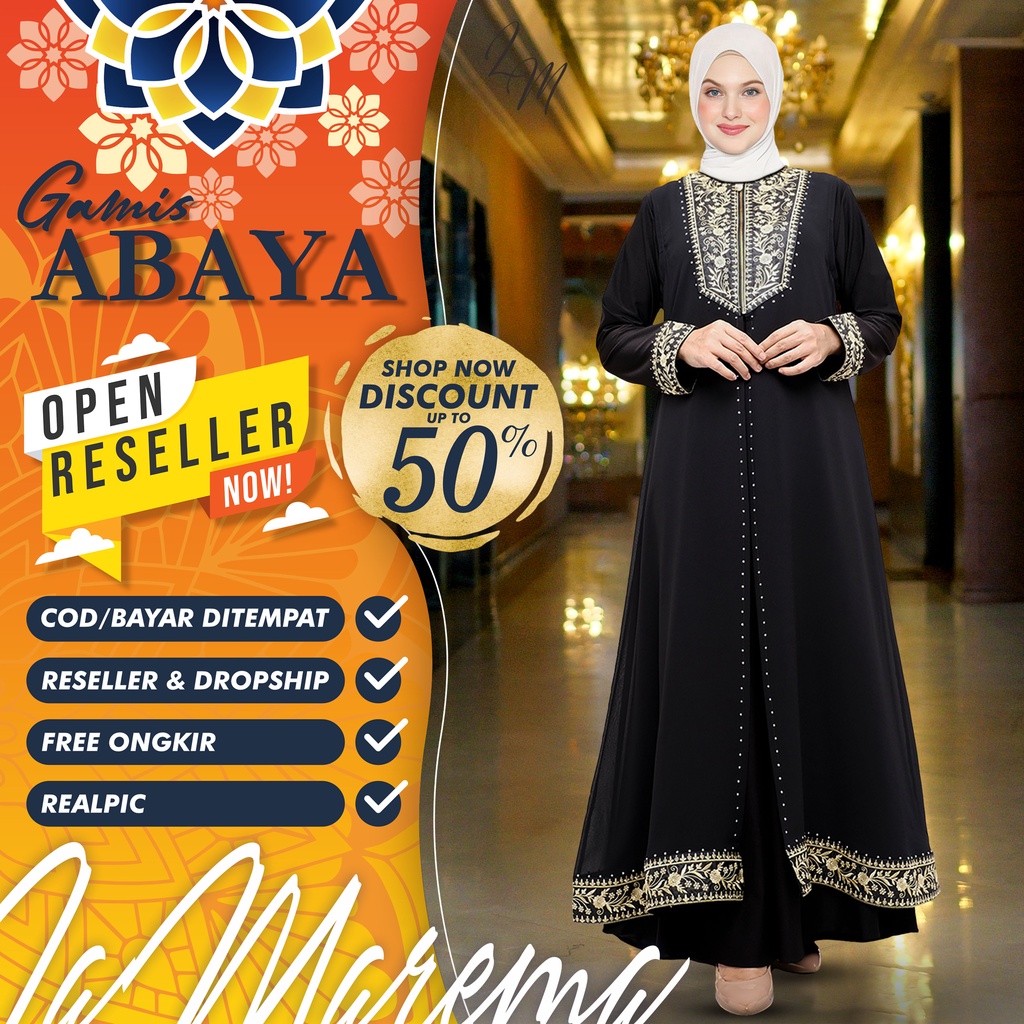 Jual Abaya Gamis Hitam Elegan Dan Mewah Busui Dobel Layer Terbaru