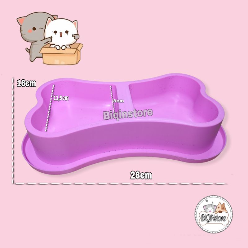 Tempat Makan Kucing Anjing Kecil Pet Bowl Double Love