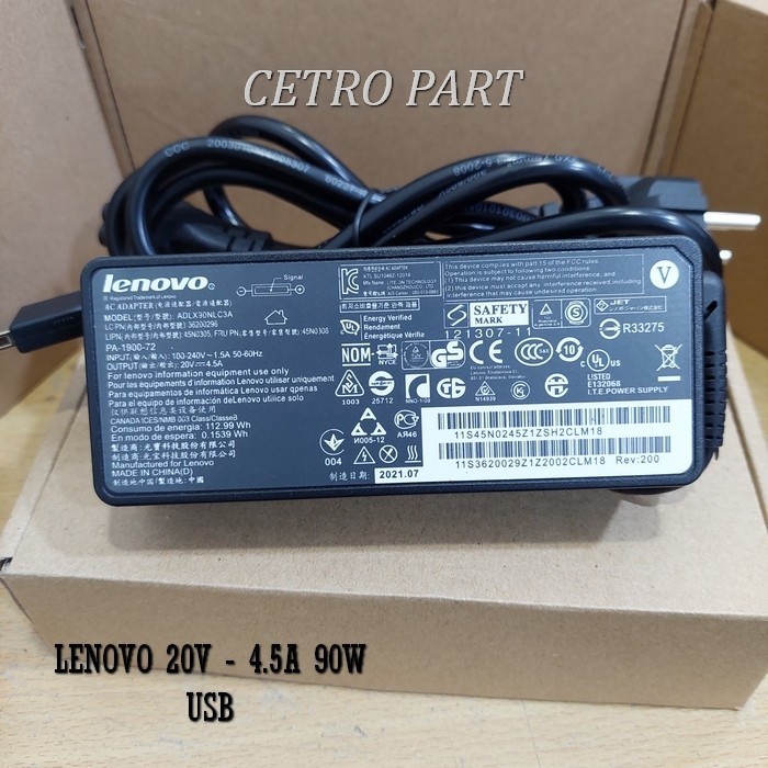 Adaptor Charger Laptop LEN Thinkpad X1 Carbon 3460 3448 3444 USB 90W