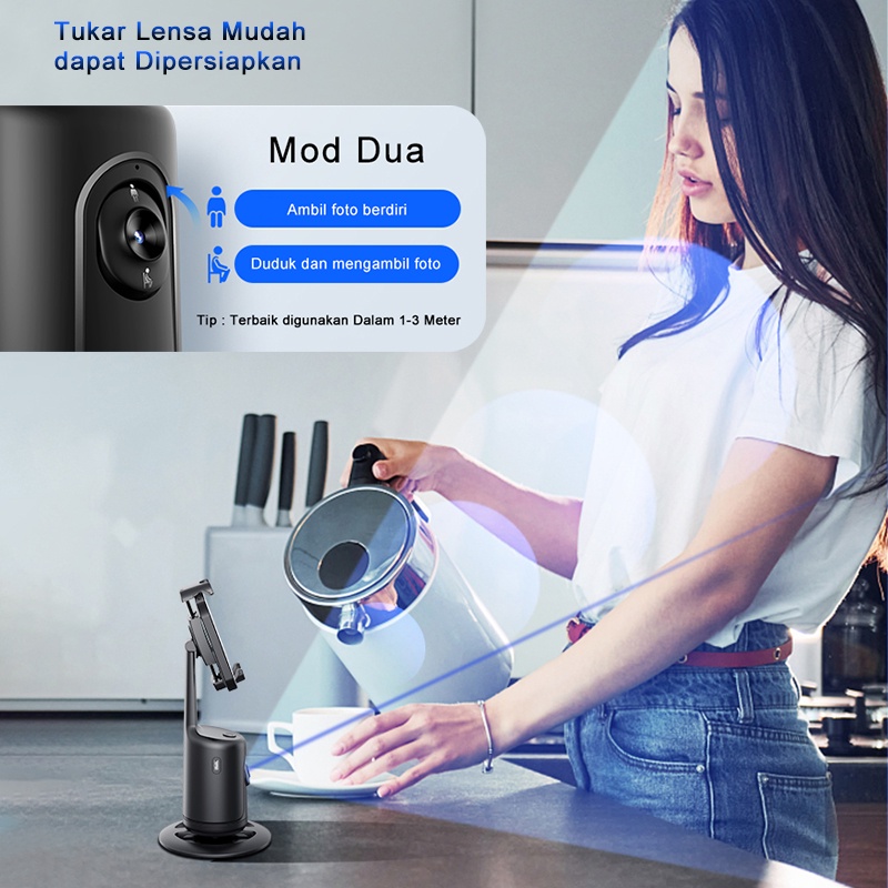 GROTIC Gimbal Handphone Stabilizer 360°AI Face Tracking Gesture Control P01-2