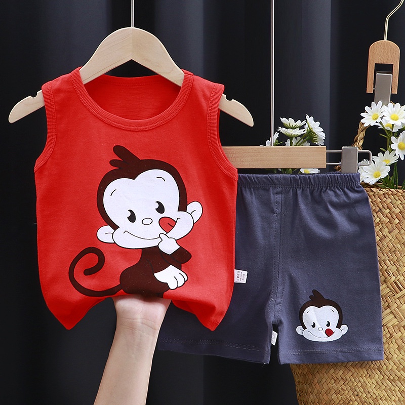 ByKiddos - Setelan Anak Import Kaos Anak Kutung Tanpa Lengan Lucu / Setelan Bayi Tanpa Lengan / Setelan Bayi Tanpa Lengan Import