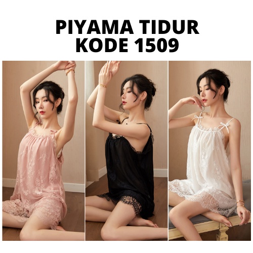 KODE 1509 - Pakaian Lingerie Sexy Baju Hot Wanita Dewasa Bahan Lace Tipis Piyama tidur Longnight kimono tricot satin menggoda premium original termurahimport