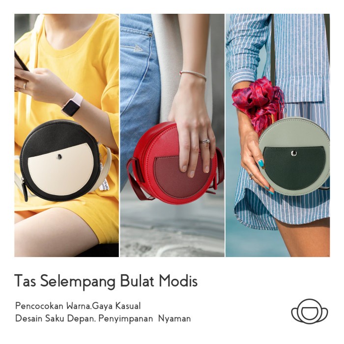 T0P MINISO TAS SELEMPANG WANITA SLING BAG BULAT VINTAGE NICE