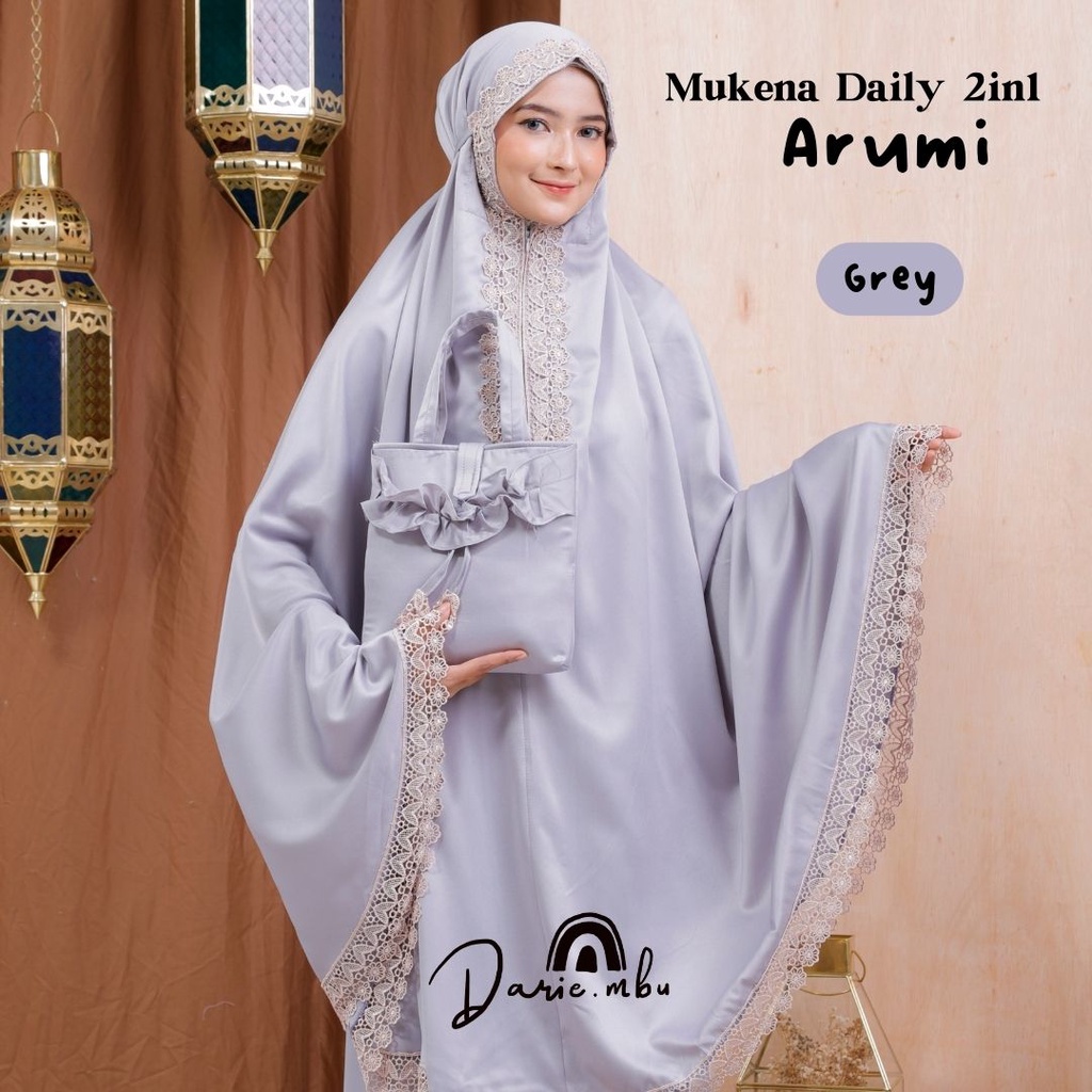 Mukena Dewasa 2in1 Sutra Velvet  Arumi Series dengan Renda Mewah dan Tas cantik