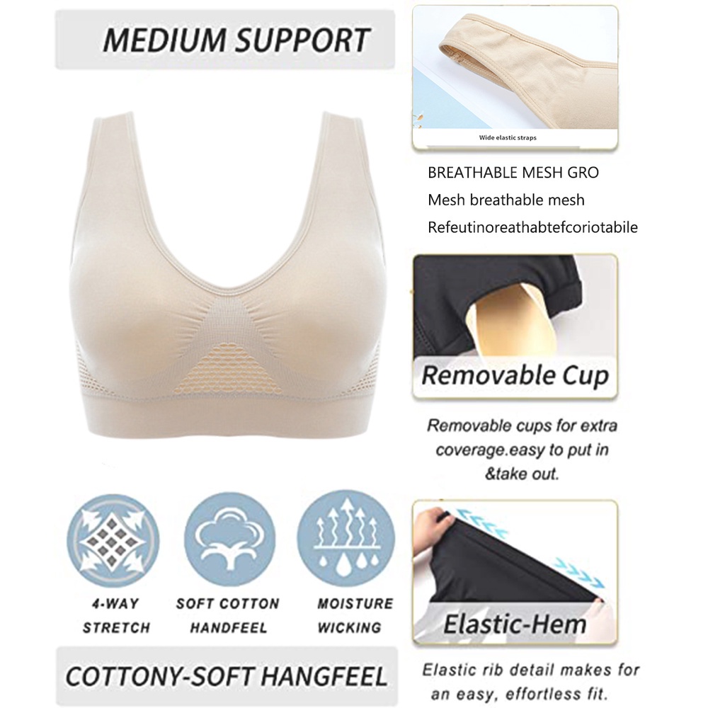 sport bra jumbo seamless push up bra sport tanpa kawat senam gym yoga bh olahrage wanita S6