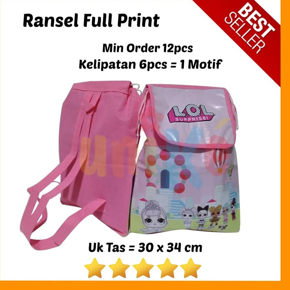 

ㄻ MINIMAL 12 pcs - TAS RANSEL FP spunbond GOODIE BAG GOODY Souvenir Ulang tahun Bingkisan ultah anak ル