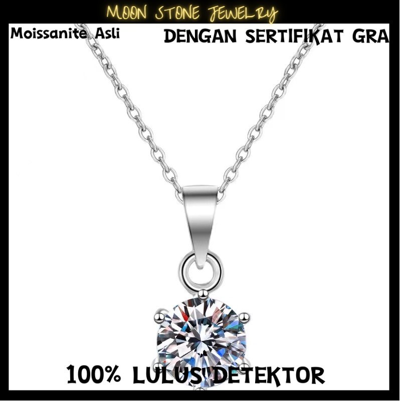 100% asli moissanite, bisa jual kembali toko emas lain⭐ Moon Stone jewelry 1ct/2ct/3ct Klasik Enam C