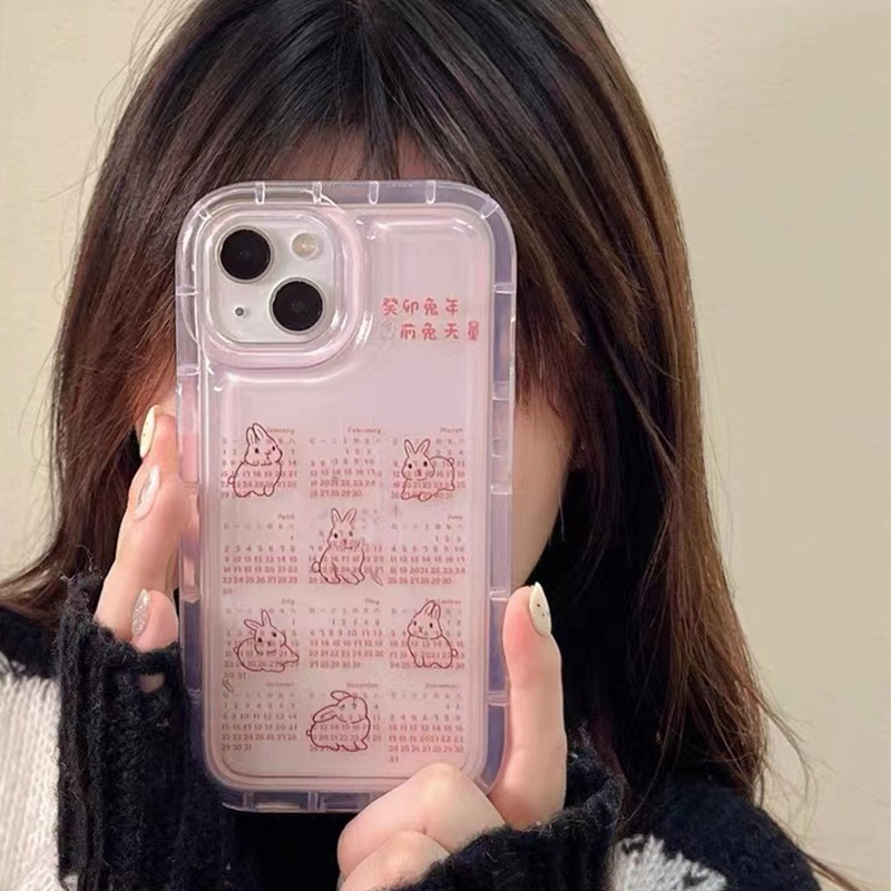 Soft Case Silikon TPU Transparan Motif Kelinci Pink Untuk IPhone 14 13 11 12 Pro XS Max XR X 8 7 6S Plus