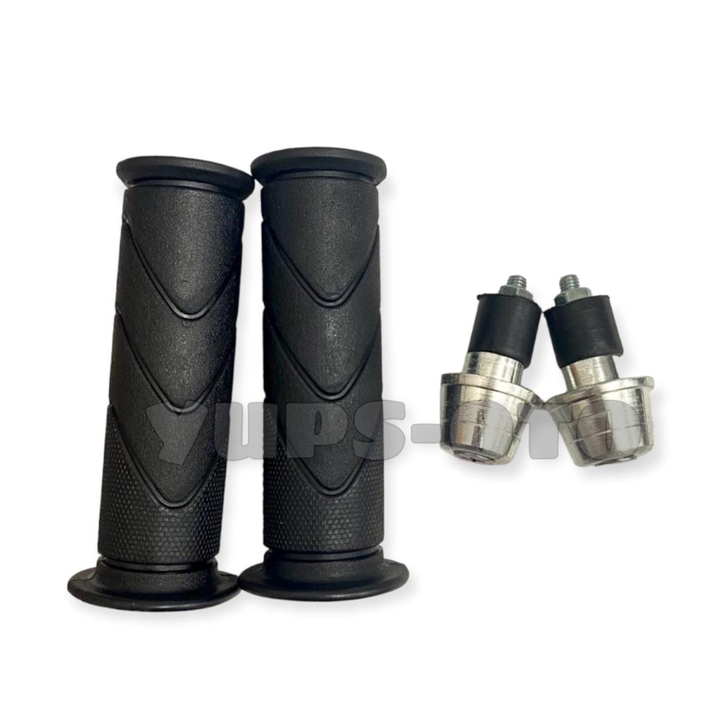 PAKET HANDGRIP HONDA HITAM LEMBUT SEPASANG HANDFAT MODEL HONDA GRIP HONDA SET + JALU STANG MATIC SILVER MERK MOSCOW UNIVERSAL SEMUA MOTOR PNP VARIASI HANDEL MOTOR