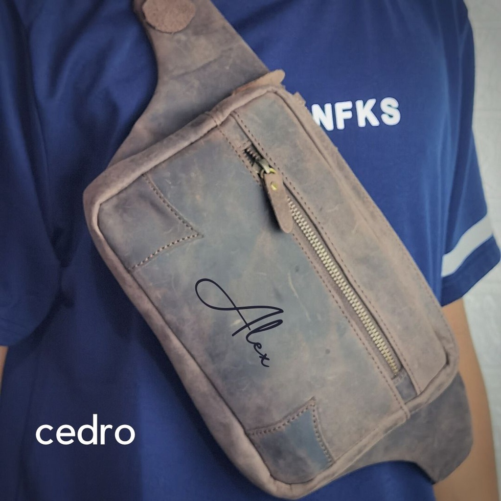 Cedro Leather Tas Military Kulit asli Waistbag tipe Wolferine