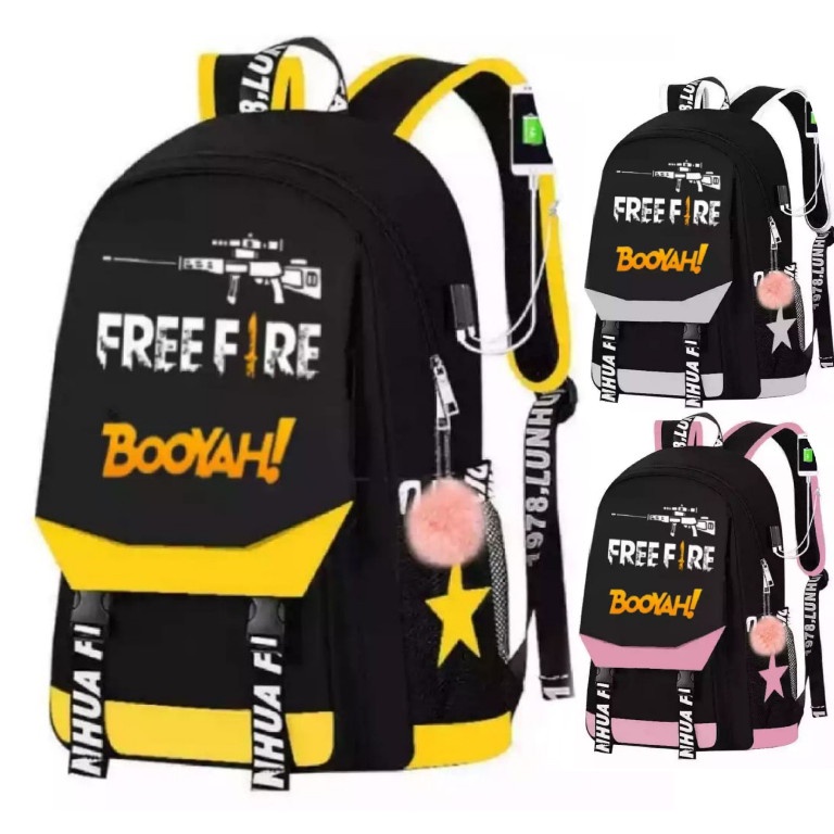 BPT Tas Ransel anak sekolah Laki-laki Tk Sd Smp Gaming  Motif FREEFIRETerbaru 2022 - Ready KUNING, PINK , ABU ABU